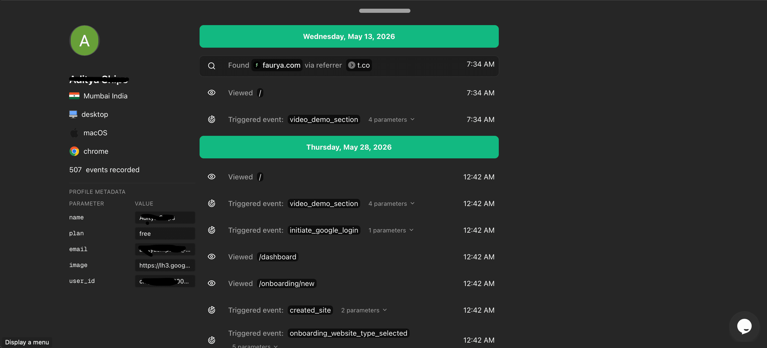Scroll depth funnel example